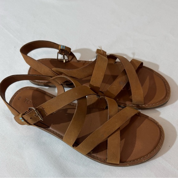 Tom’s Tan Strappy Sandals 9 wide summer sandals - Picture 8 of 15